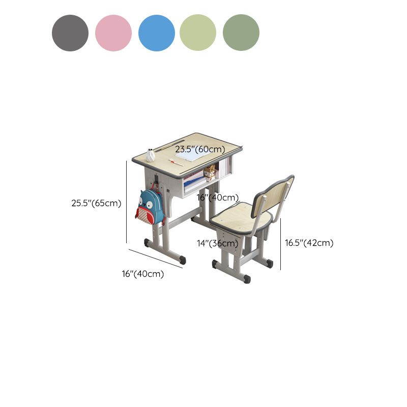 Modern Wood Writing Home Desk Table and Chair Set with Storage