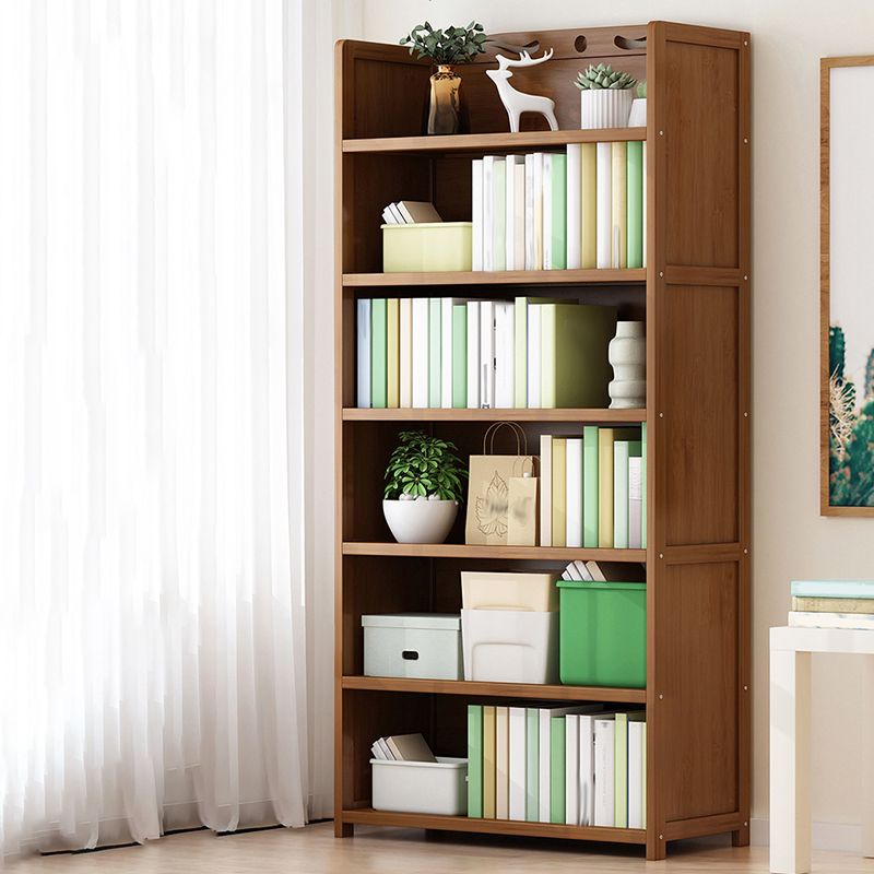 Vertical Contemporary Bamboo Bookcase Open Back Bookshelf for Office