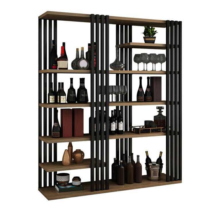 Metal Floor Bottle Wine Rack Contemporary Wine Holder with Storage Shelves