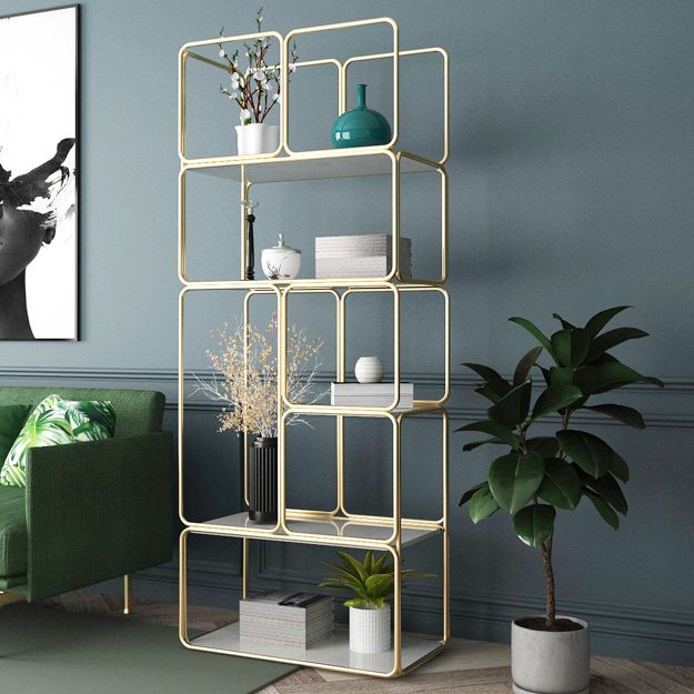 Modern Metal Book Shelf Open Shelf Bookcase with Shelves for Study Room