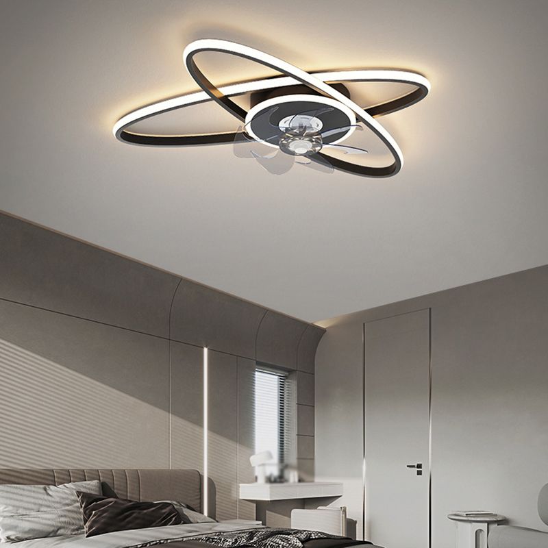 3-Blade LED Ceiling Fan Contemporary Metallic Golden/Black Fan with Light for Home