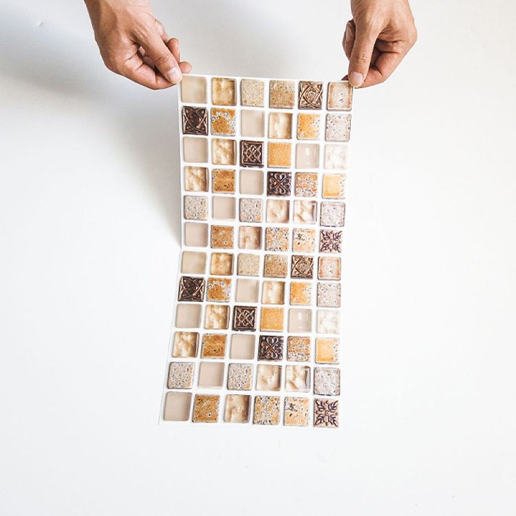Plastic Peel & Stick Mosaic Tile Mosaic Tile Wallpaper with Square Shape