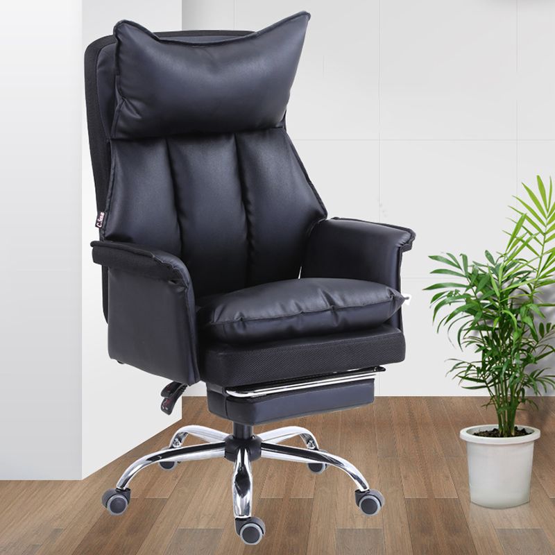 Modern Leather Armless Office Chair No Distressing Ergonomic Desk Chair with Wheels