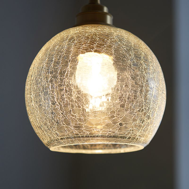 1 Light Spherical Pendant Lamp Vintage Industrial Crackled  Glass Hanging Lamp for Living Room