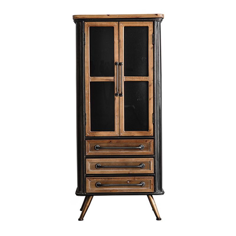 Modern Metal Display Stand Glass Doors Display Cabinet with Door for Living Room