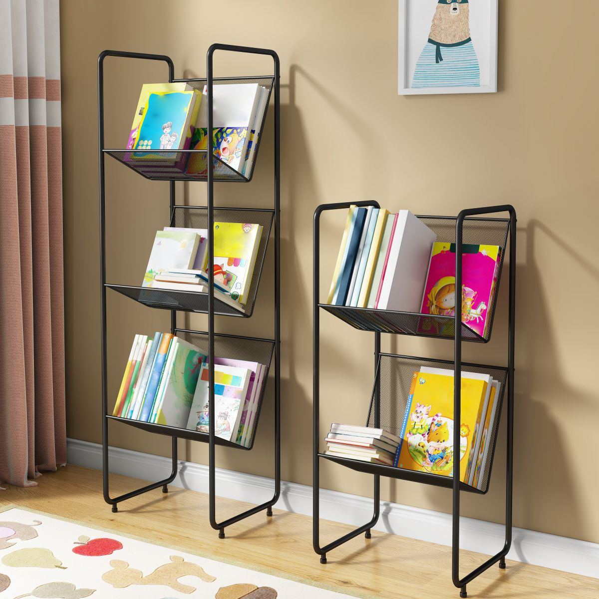 11.42"W Bookshelf Contemporary Style Bookcase for Study Room and Office