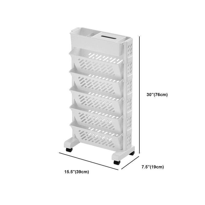 White Plastic/Acrylic Shelf Urban Closed Back Bookcase with Caster