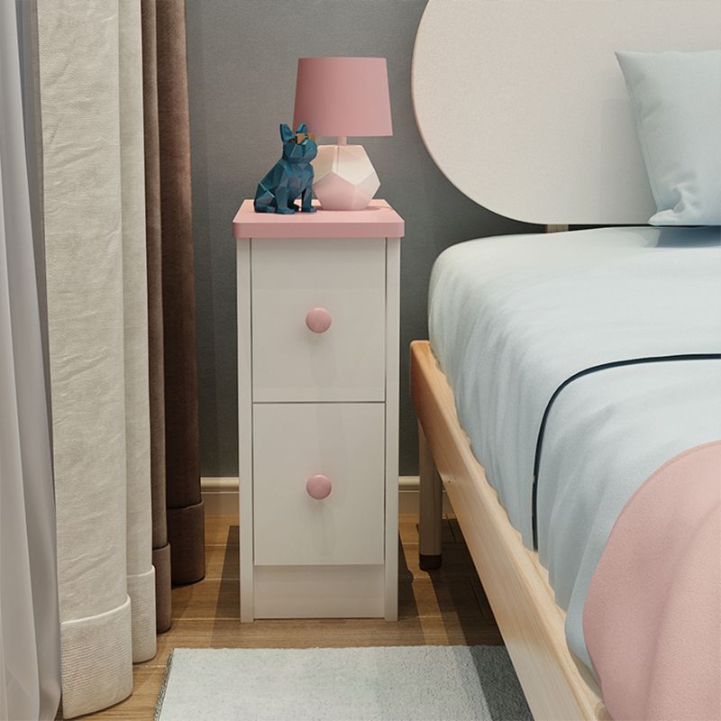 Modern Wooden Standard Nightstand 2 Drawers Kids Bedside Table