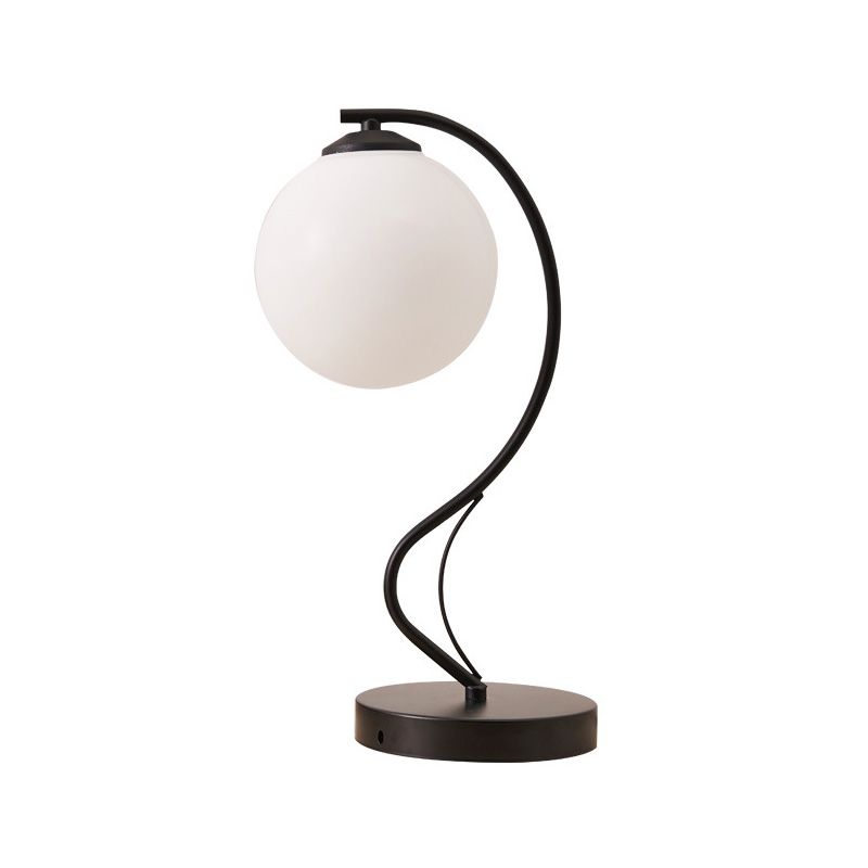 Modern Globe Shade Task Lighting 1 Bulb Frosted Glass Reading Lamp in Black with Base