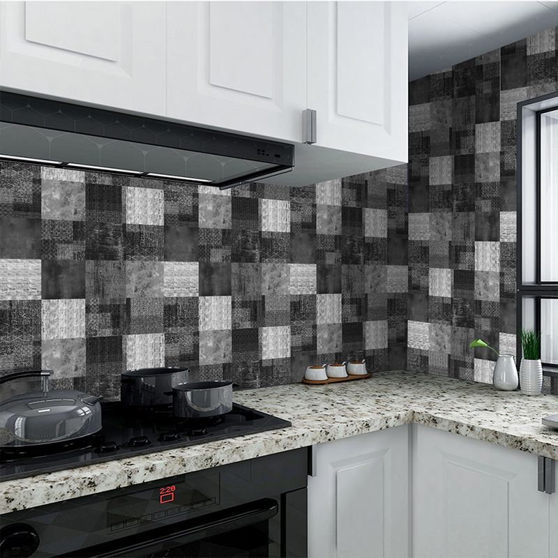 Grey Mosaic Tile Wallpaper Panels 20 Pieces Self-Sticking Modernist Kitchen Wall Covering
