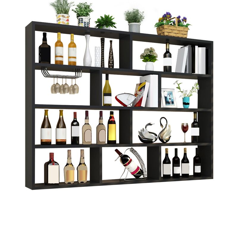 Manufactured Wood Wine Bottle Holder Modern Style Wall Mounted with Shelf