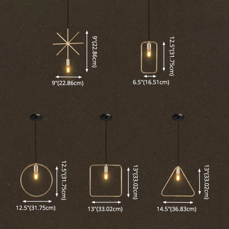 Metal Geométrico Costrista Luz de lámpara Restaurante de estilo loft colgante de luz en oro