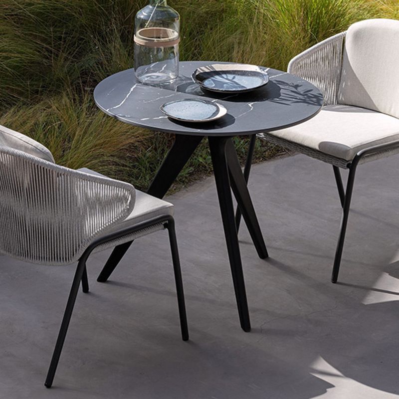 Modern Stone Courtyard Table Aluminium Geometric Outdoor Table