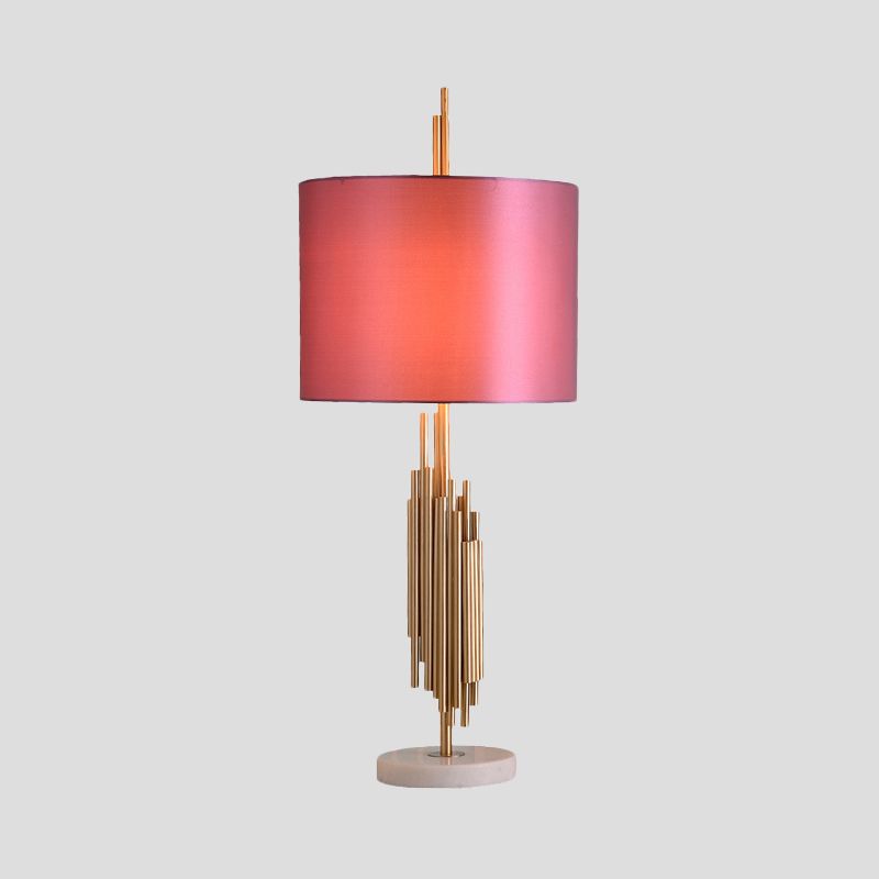 Lampada da comodino a sfumature dritti Tessuto modernismo 1 lampadina di lettura Luce in rosa