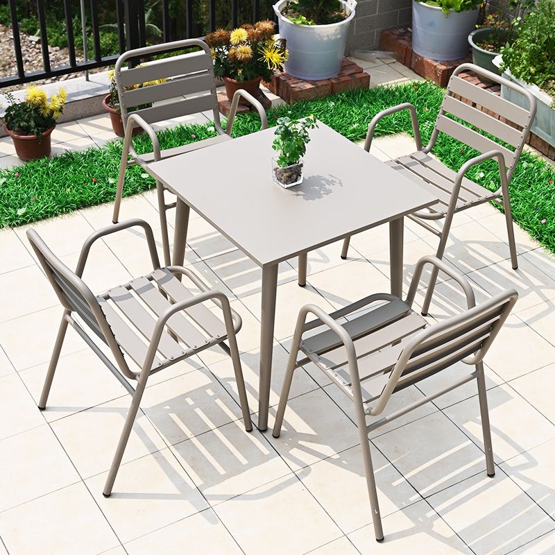 Contemporary Metal Dining Chair Open Back Outdoors Dining Chairs