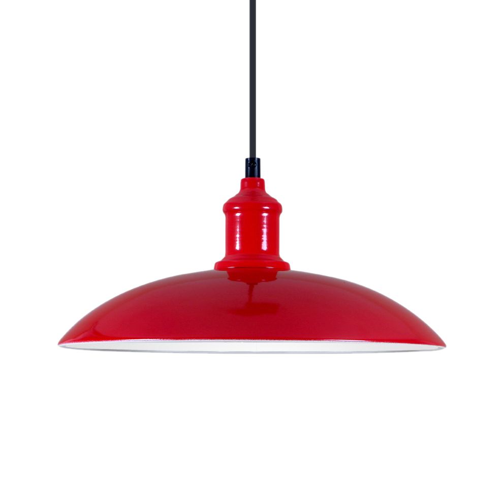 Green/Red Bowl Hanging Lamp Industrial Metal 1 Light Living Room Ceiling Pendant Light, 12.5"/16" Width