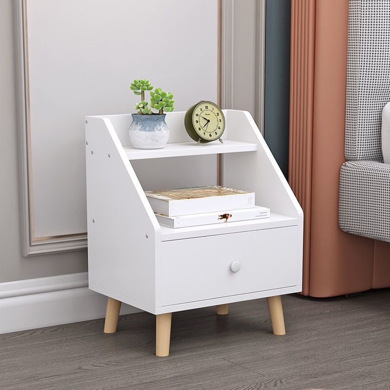 Modern Accent Table Nightstand Antique Finish Night Table with Legs