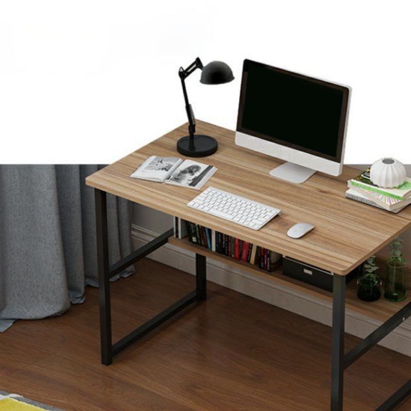 Wooden Rectangular Writing Desk Bedroom Office Desk with Metal Legs