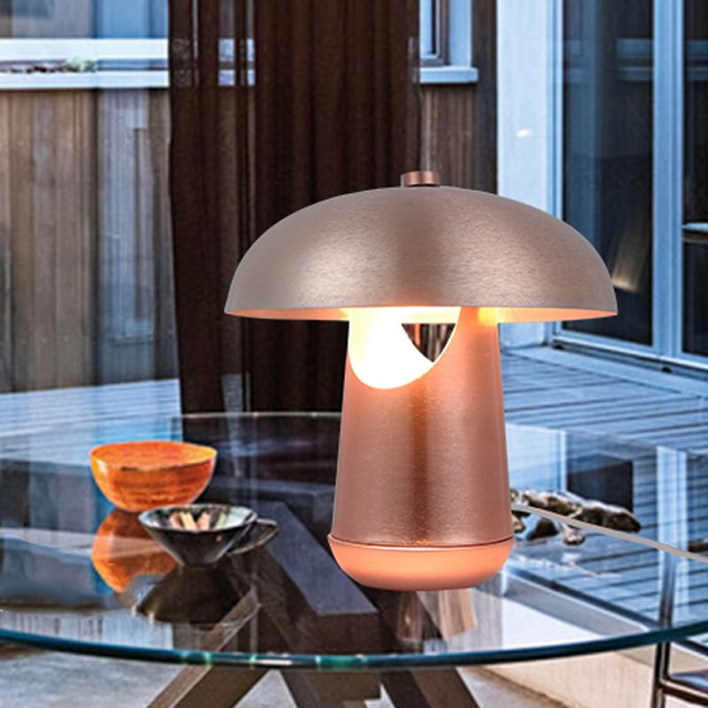 Bronze/Rose Gold Domed Table Lighting Contemporary 1-Head Metallic Nightstand Lamp for Dining Table