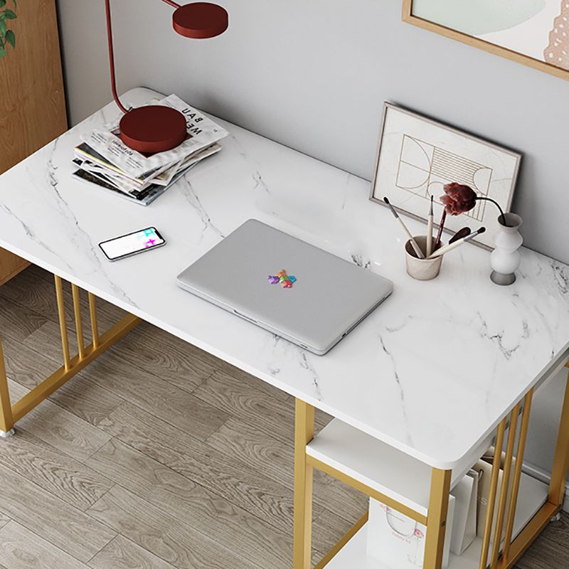 Glam Writing Desk Rectangular Manufactured Wood Office Desk for Bedroom and Living Room