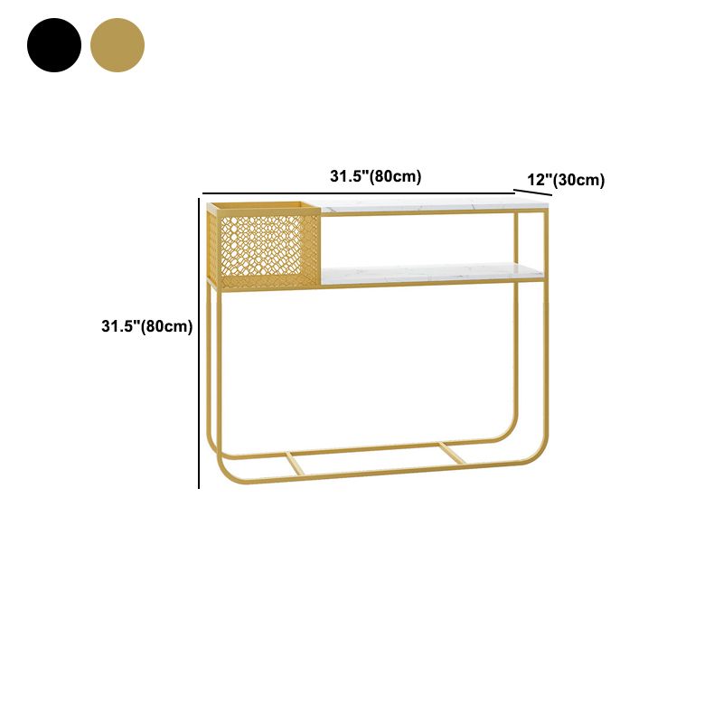 Iron Frame Console Accetn Table with Rectangle White Marble Top