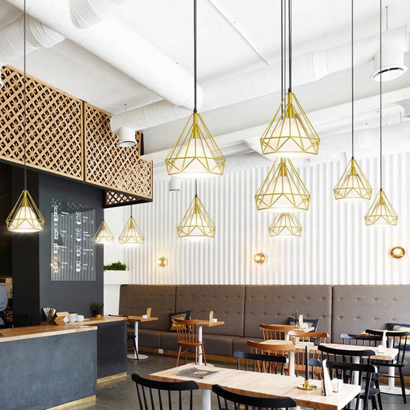 Diamond ijzercluster hanglampverlichting postmoderne restaurant hangende lamp in goud