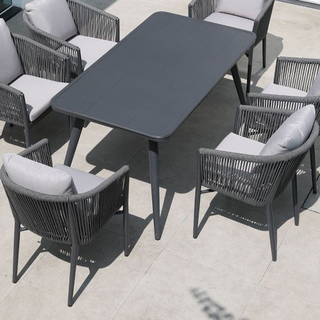 Contemporary Upholstered Outdoor Bistro Chairs Black Patio Dining Armchair