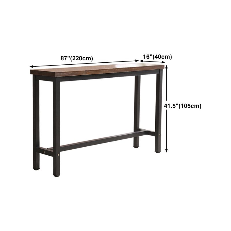 Solid Wood Bar Dining Table Industrial Rectangle Bar Table with Trestle Base in Black