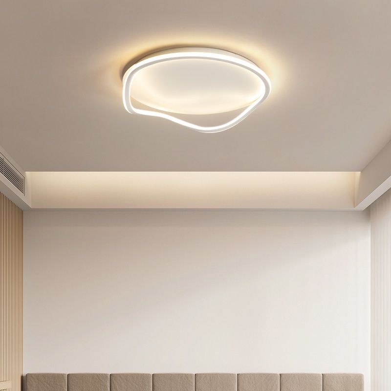 Single Modern White Flush Mount Lighting LED Ceiling Light for Bedroom