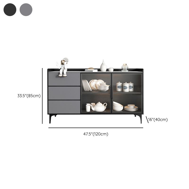 Modern Faux Wood Display Cabinet 3 Drawers Standard Display Stand for Dining Room