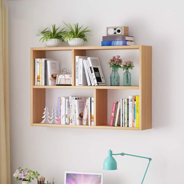 Solid Wood Bookshelf Contemporary Style Wall Mounted Bookcase for Office Home