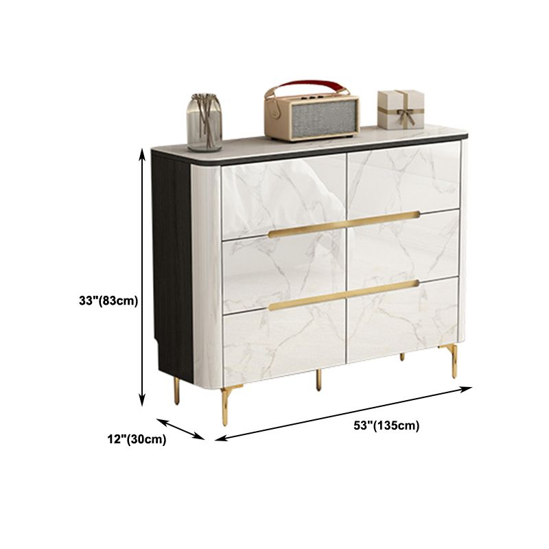 Stone Top Chest Metal Legs Chest Drawers with Drawers for Bedroom