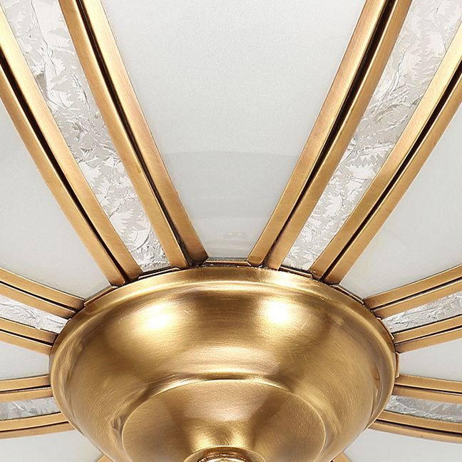 Brass Shaded Ceiling Mount Light Fixture Traditional Glass Living Room Close to Ceiling Light