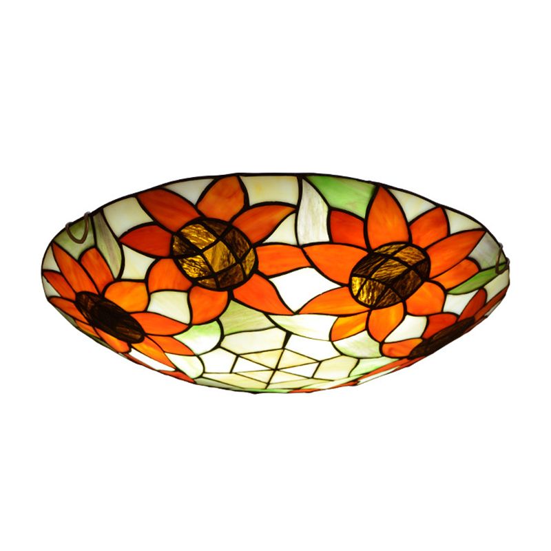 Tiffany Round Flush Mount Ceiling Light Glass Flush Light for Bedroom and Dining Room