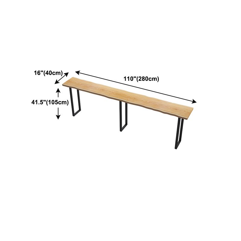 Solid Wood Top Bar Counter Industrial Rectangle Bar Counter with Black Base