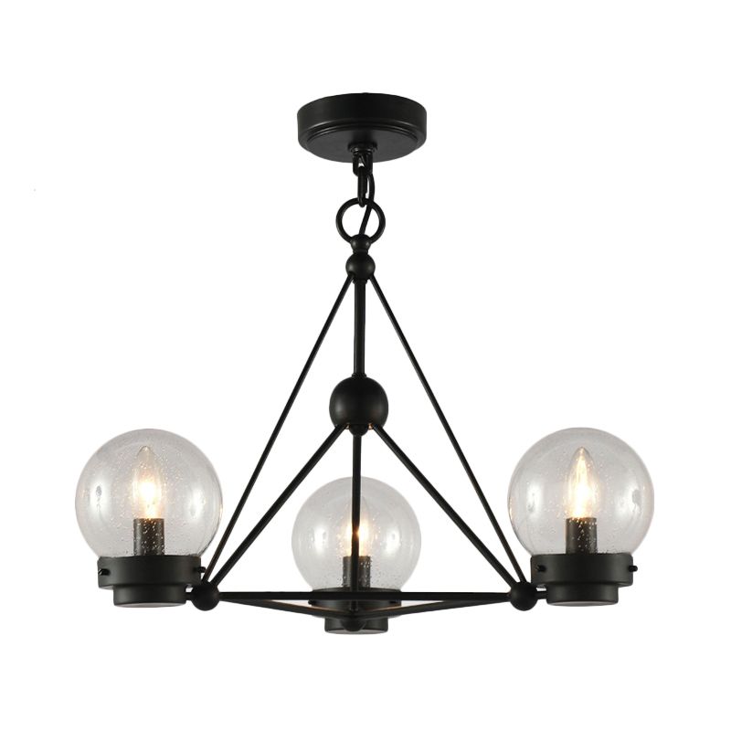 Ball soggiorno lampadario ciondolo a ciondolo trasparente vetro glassati 3 luci moderne luce soffitto appesa in nero con design a triangolo