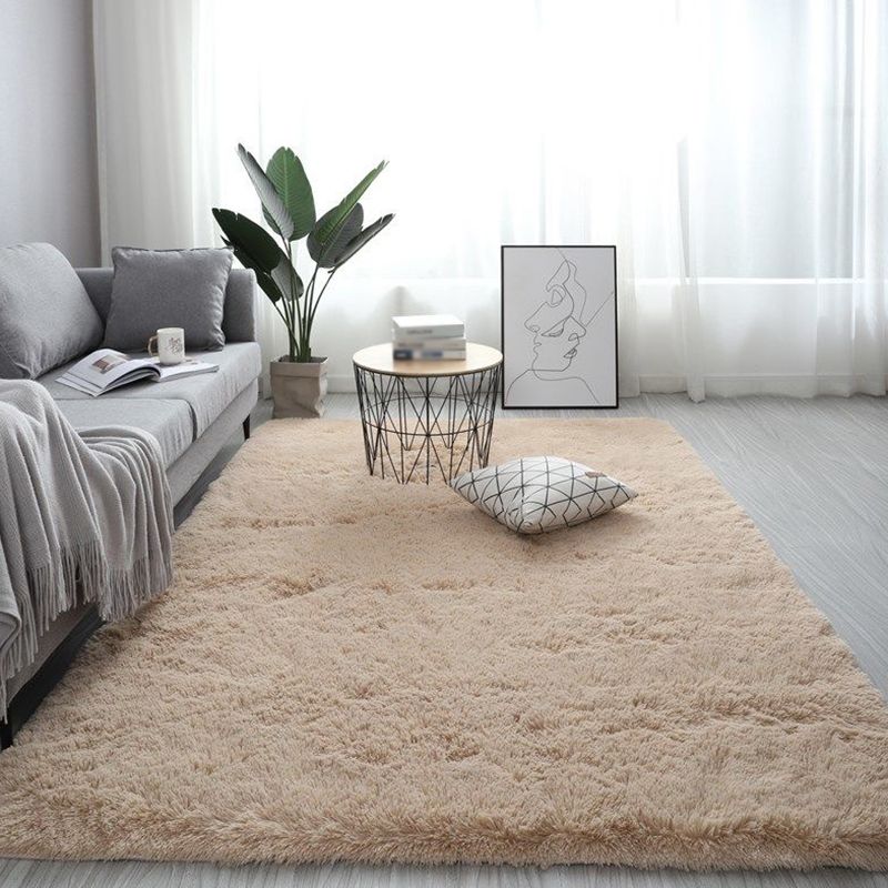 Multicolored Contemporary Area Rug Simple Plain Polyester Indoor Carpet Anti-Slip Backing Shag Rug for Living Room