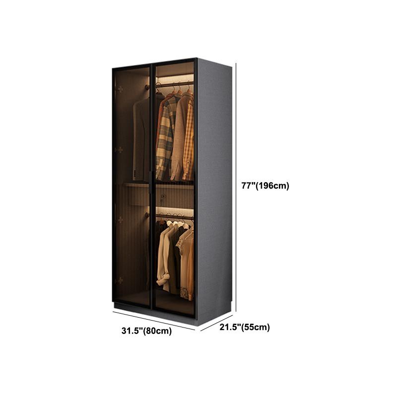 Contemporary Style Glass Wardrobe Soft Close Door Wardrobe Closet for Bedroom