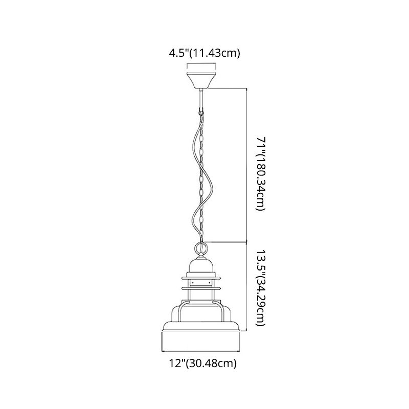 1 lumière tronquée pendentif léger léger industriel peint en cuivre oxydé lampe suspendue en cuivre