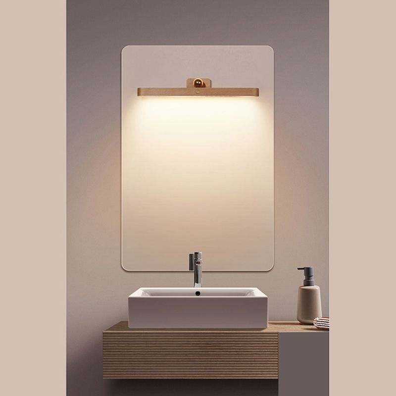 Luz de tocador de LED oblonga magnético de la lámpara de pared de baño de madera nórdica