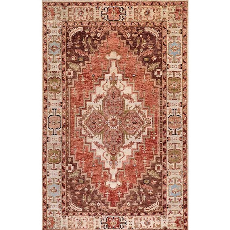 Tono rojo Área tradicional alfombra poliéster estampado marroquí alfombra de cuidado interior alfombra para sala de estar para sala de estar