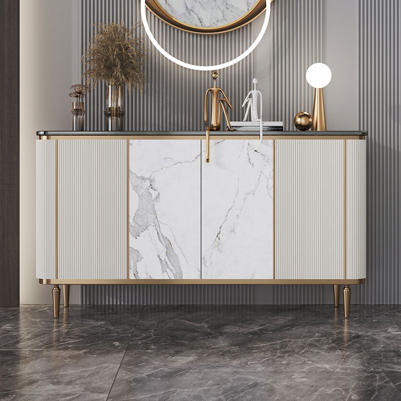 Glam Sideboard Table Marble Sideboard Cabinet with Doors for Kitchen