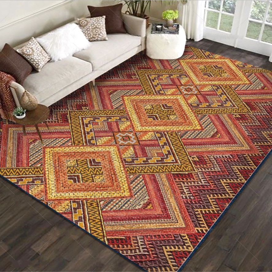 Restoration Tribal imprimé tapis multicolore bohemian tapis synthétique anti-glissement