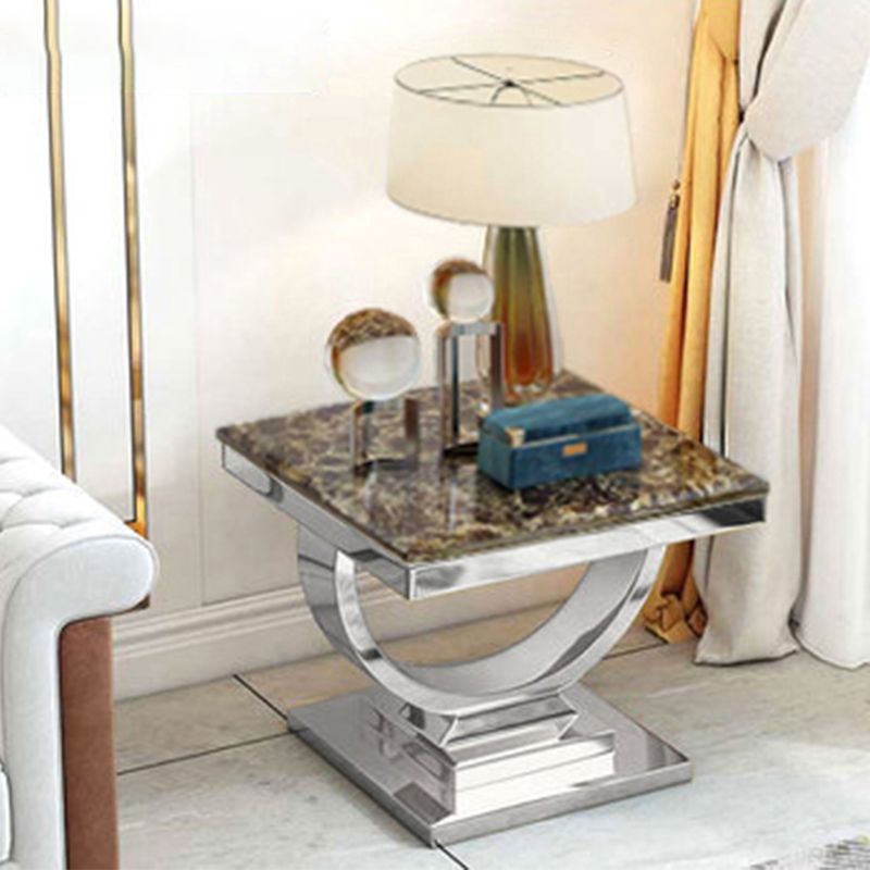 24" L X 24" W X 22" H Clam Square Side Table Metal Pedestal Side Table