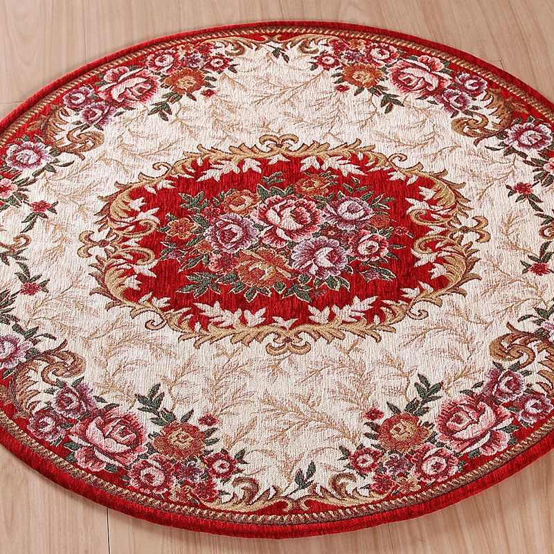 Farmhouse Peony Indoor Rug Multi-Color Synthetics Rug Machine Washable Stain Resistant Anti-Slip Rug for Study Room