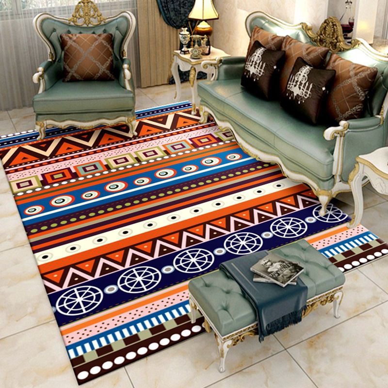 Americana Living Room Rug Multi Color Southwestern Print Carpet Polypropylene Anti-Slip Machine Washable Rug