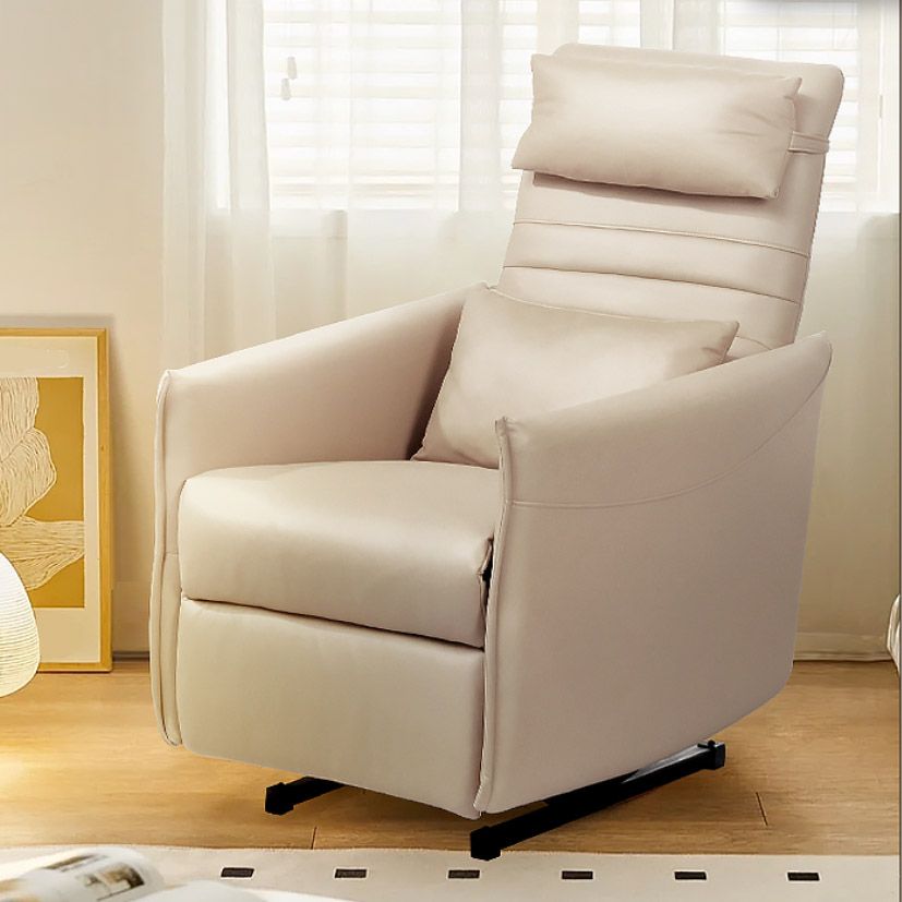 Manual-Handle Rocker Standard Recliner Solid Color Faux Leather Recliner Chair