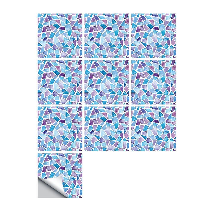 Modern Pebble Tiles Effect Wallpaper Panel Blue-Purple Peel Wall Decor for Bathroom