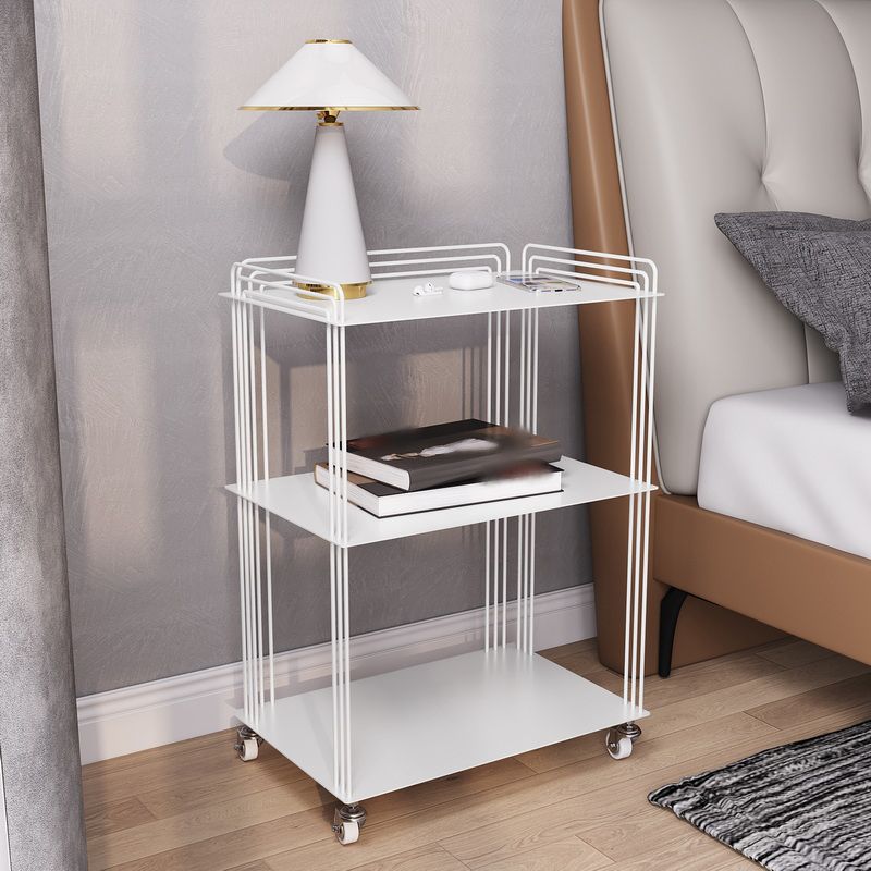 Modern 26" H Nightstand Metal Open Storage Shelves Included Bed Nightstand with Pully