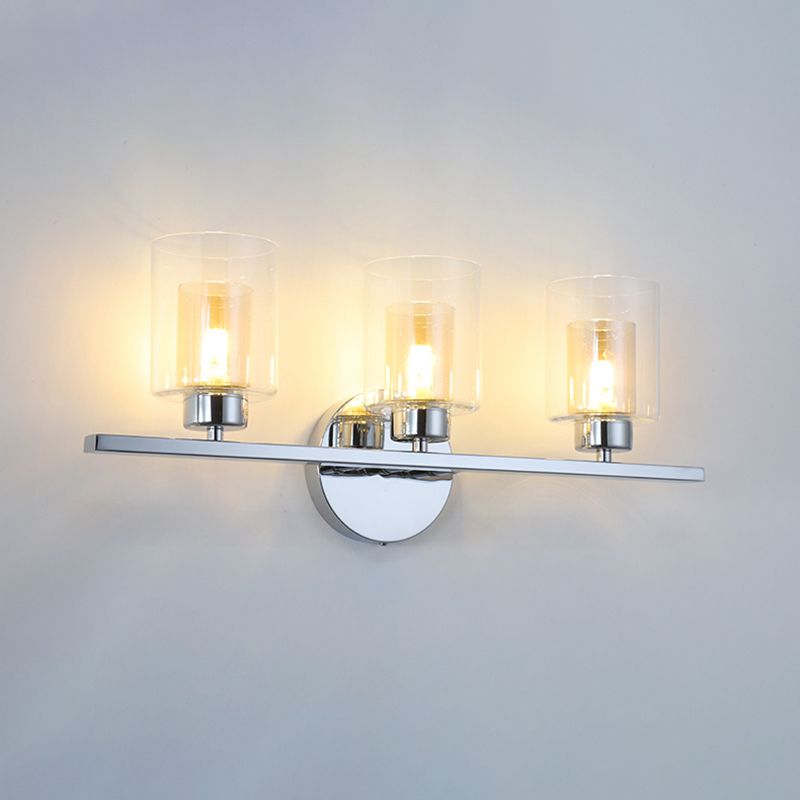 Modern Mirror Front Light 3 Lights Vanity Light with Glass Shade for Bathroom